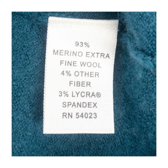 Banana Republic Merino Wool Sweater L Teal Blue Crewneck Minimalist Chic - Picture 6 of 11